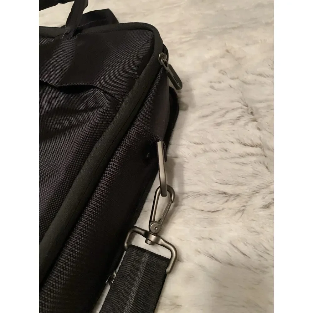 Dell Computer 3 Layer Laptop Bag Black Canvas Messenger Briefcase Shoulder Bag